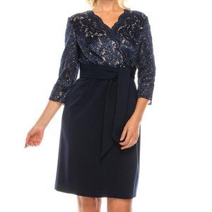 Alex Evenings Navy Sparkle Evening Dress